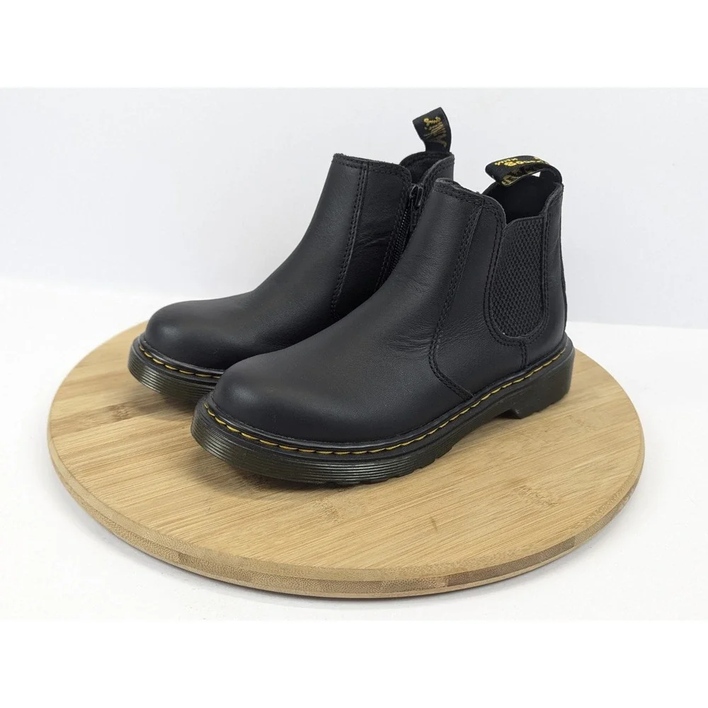 Dr Martens Chelsea Boots Kids Youth Boys Size 2 Black Leather Zipper 2976 School